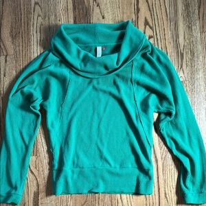 Anthropologie Pilcro Kelly Green Cowl Neck waffle top